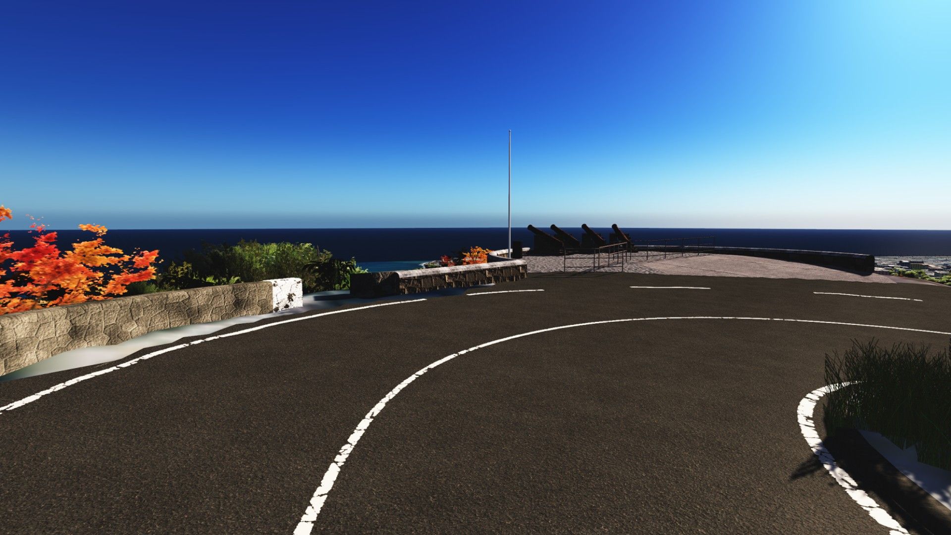 In-game render: Quatre Canons viewpoint, km 1.3