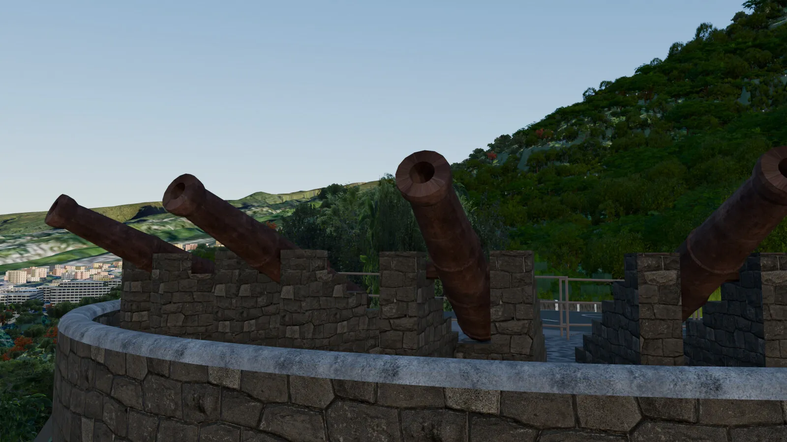 The viewpoint cannons on their stone rampart